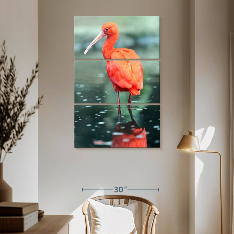 Brampt Scarlet Ibis Bird, 65" H x 42" W