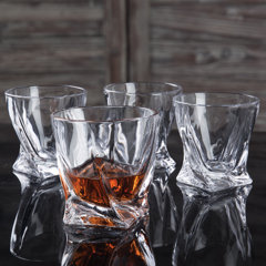 Twist Handblown Rocks Glasses - 10 oz - Set of 4