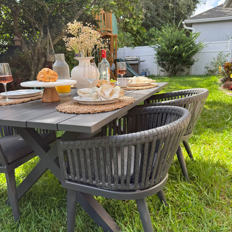 Patio Dining Set with Rectangular Table , Cushions Included, 10