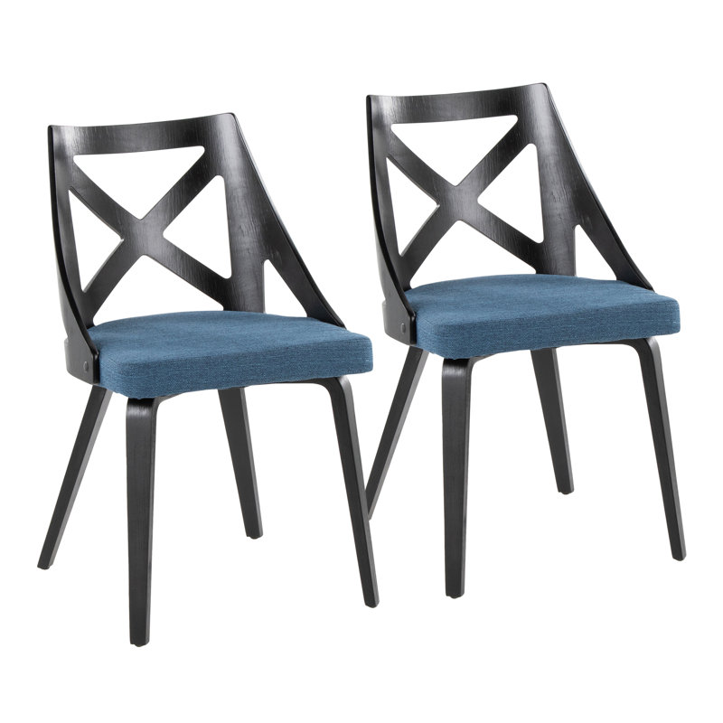 Raimonda 18.25'' H Fabric Upholstered Side Chair, Blue, Black