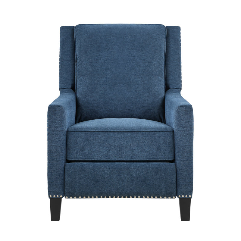 Modern Home Furniture Reclining Chair 1Pc  Textured Fabric Upholstered Nailhead Trim Solid Wood Frame Self-Reclining Motion Chair