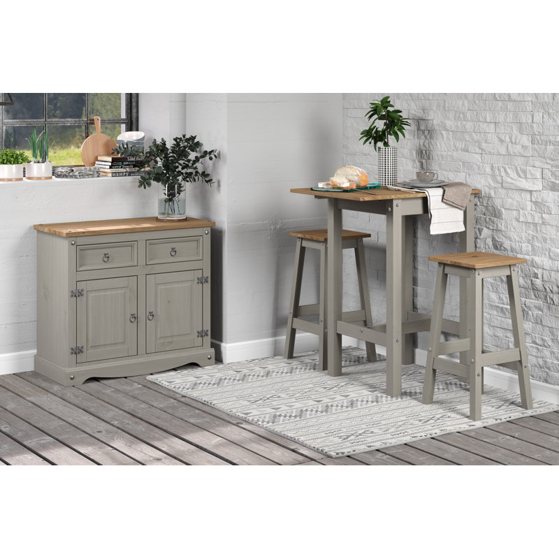Lucian 2 - Person Tall Drop Leaf, Split Top Plank Design, High Dining Set
