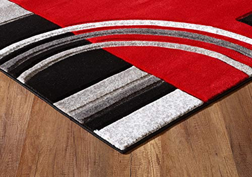 Tapis de porte géométrique rouge avec texture moelleuse GLoryrugs 2x3 pour la vie en intérieur
