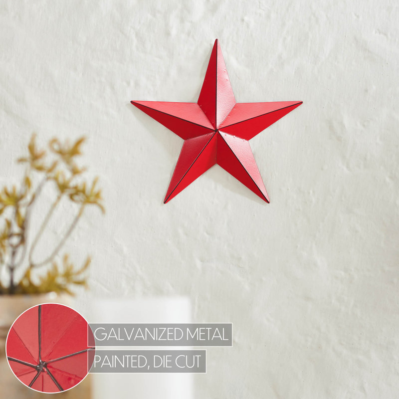 Étoile en métal rouille patinée festive, Rouge campagnard, H 8 po x l 8 po x P 0,75 po