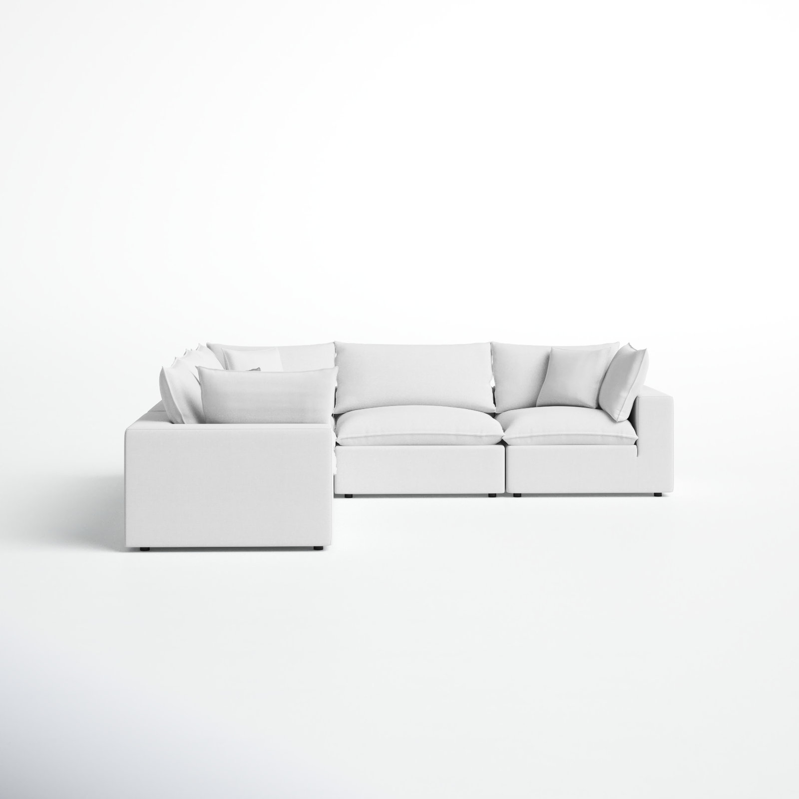 Ellaria 5 - Piece Modular L-Sectional, White Faux Leather