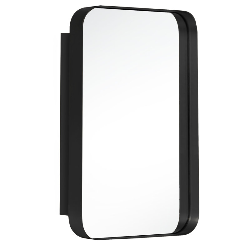 Recessed Framed Medicine Cabinet Mirror with 2 Adjustable Shelves, Black
