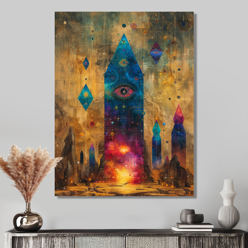 Cristal, paysages, sagesse antique - espace, paysages, art mural, Métal métal, H 20 po x l 12 po x P 1 po