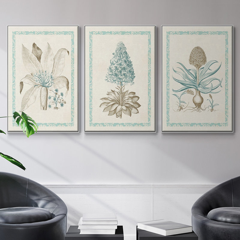 " Willow Blue Besler IV " 3 - Pieces, Blanc, H 40 po x l 90 po x P 2 po