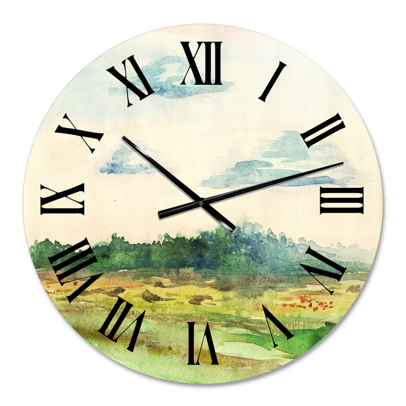 Green Blossoming Summer Landscape - Horloge murale traditionnelle, Petit