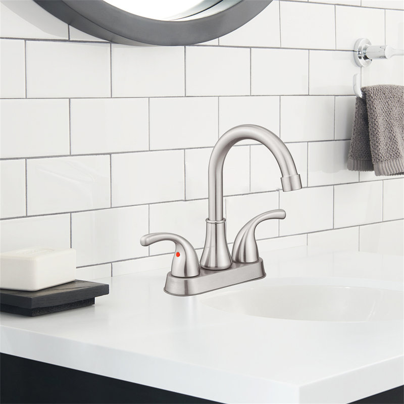 Classic Flow 4" Centerset Bathroom Faucet With Drain, Brushed Nickel