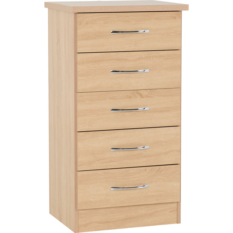 Nevada 5 Drawer Narrow Chest, Sonoma Oak Effect