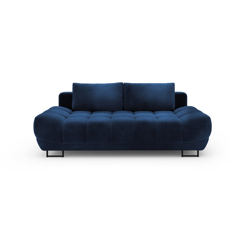 Nicolus 3 Seater Velvet Sofa Bed, Blue