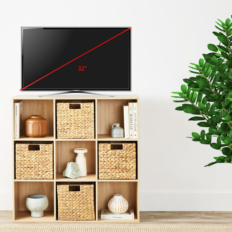 Light Oak 36" 9-Cube Storage Organizer with Removable Panels
