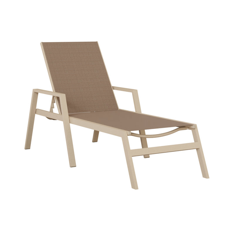 Chaise longue en aluminium multicolore avec tissu en tweed taupe Colella Luna, Luna Multi, Brown