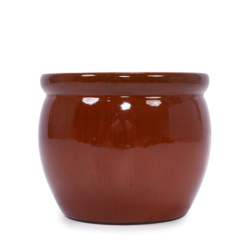 Pot de fleurs orange en céramique brillante de 3, pot de fleurs moderne pour patio, jardin, intérieur, avec gel et avec drainage intégré avec 3 pots de fleurs, météo avec trou