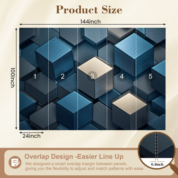 Red Barrel Studio Futuristic Peel and Stick Wallpaper 3D Metallic Cubes ...
