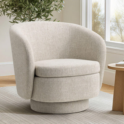 360° Tweed Swivel Barrel Accent Chair