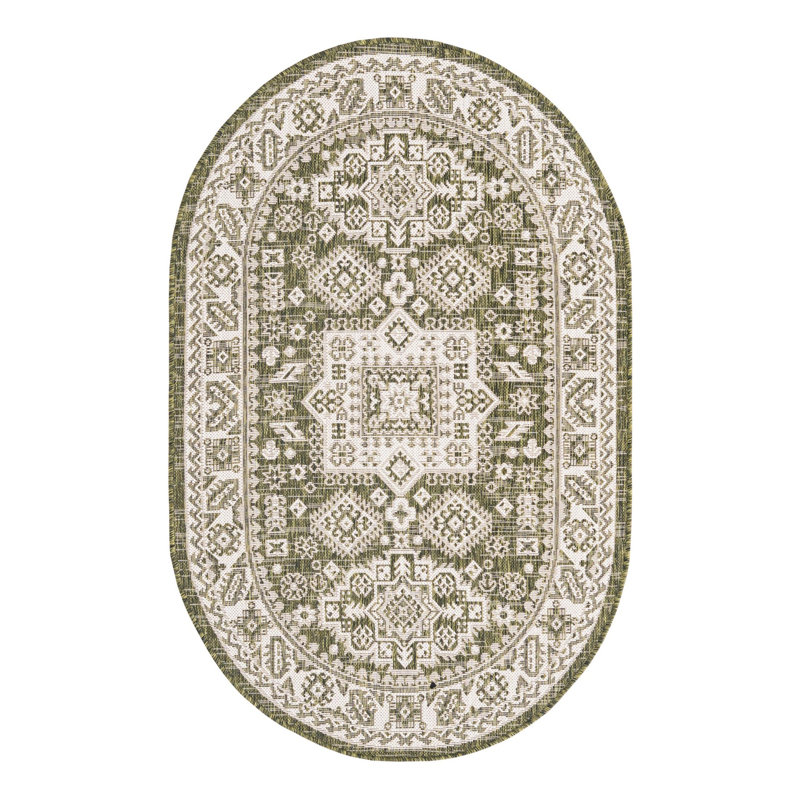 Tapis intérieur / extérieur brun Anarsja Southwestern, Ovale 3 pi 3 po x 5 pi 3 po