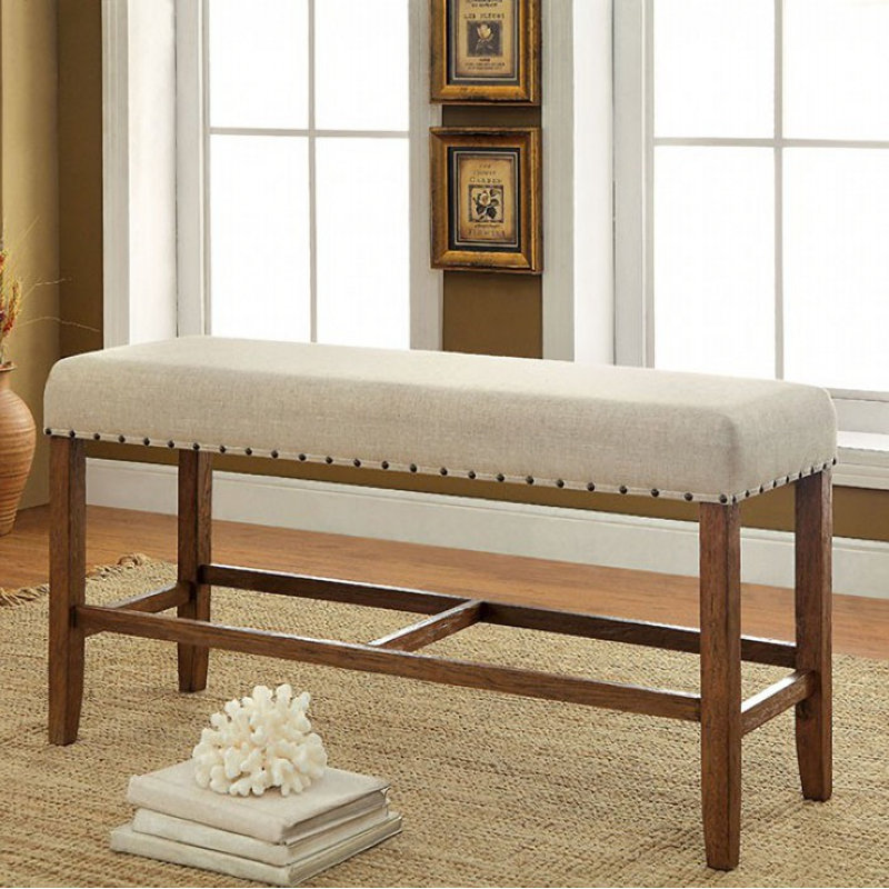 Banc rembourré Ariyanna, Beige / noir antique, H 25 po x l 44 po x P 16 po