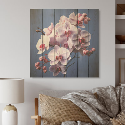 Lavande beauté I - orchidées, art sur bois de pin naturel