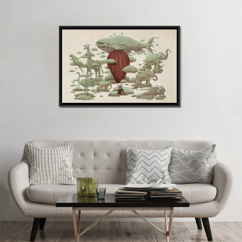 Nuage d'observation, impression sur toile tendue, Toile avec cadre noir, Pas de tapis, H 32 po x l 48 po x P 1,5 po