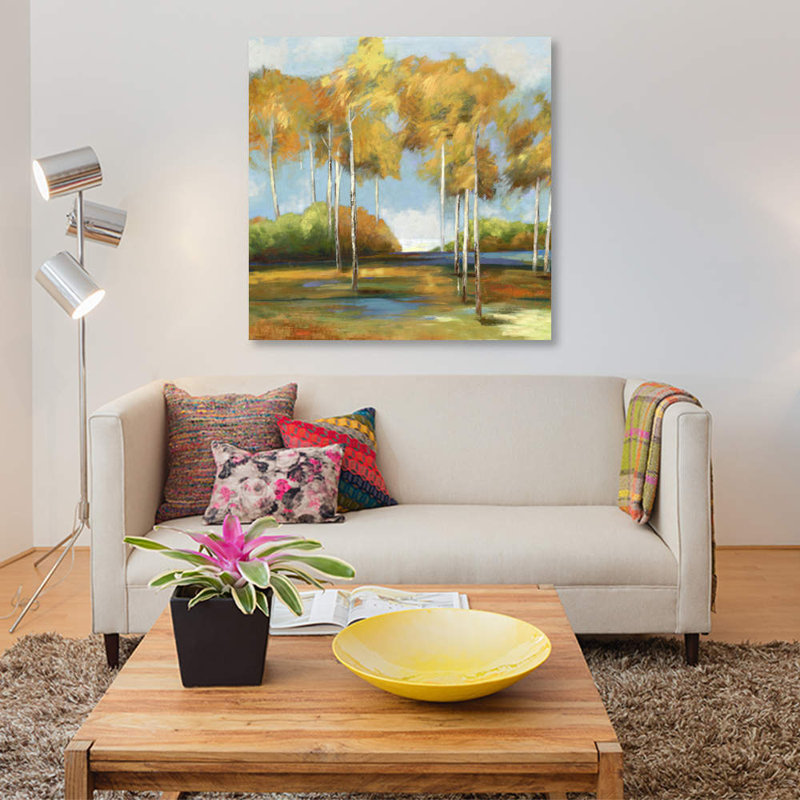« aéré birches », impression sur toile, H 48 po x l 48 po x P 1,5 po, Toile tendue, Pas de tapis