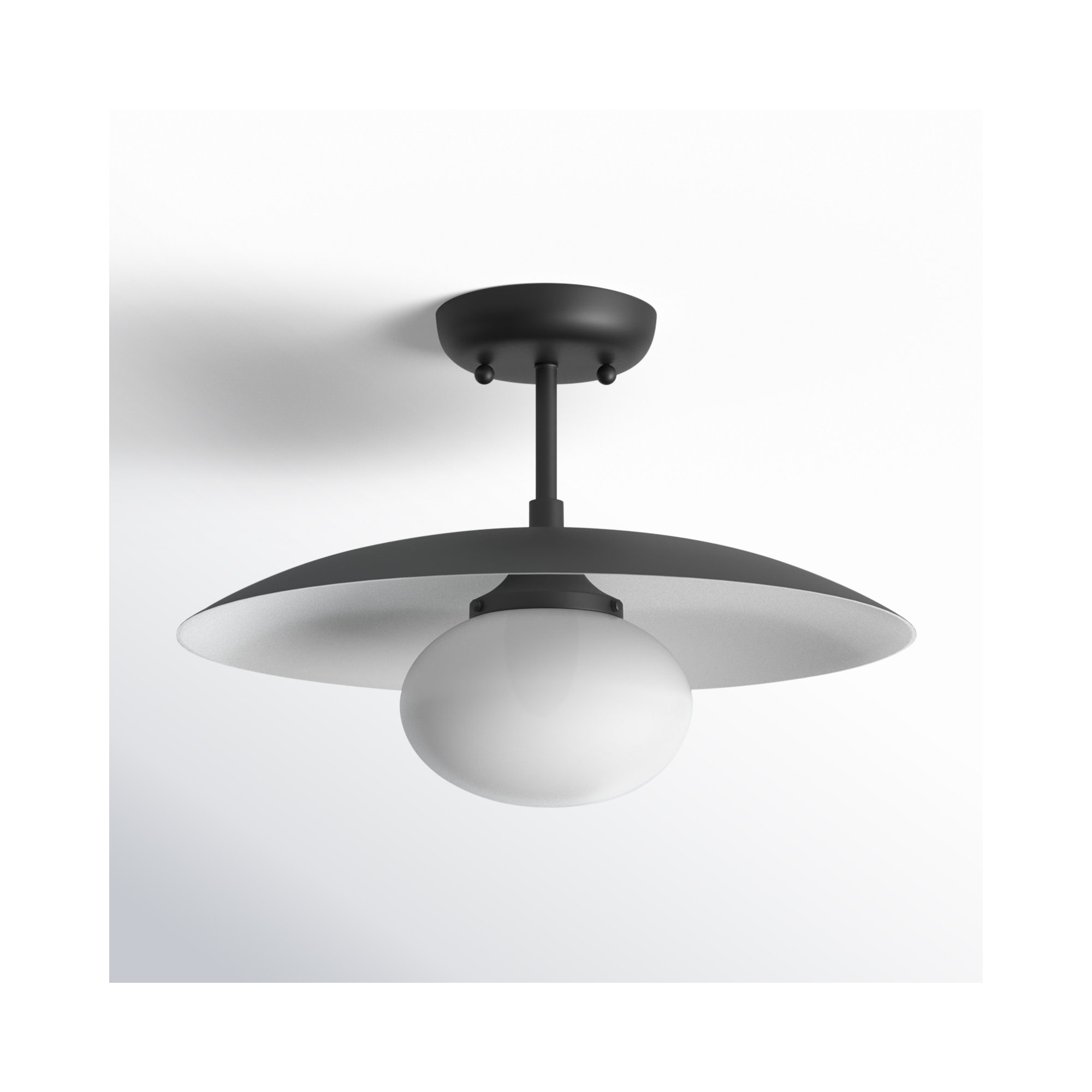 Del Single Light Metal Semi Flush Mount, Black