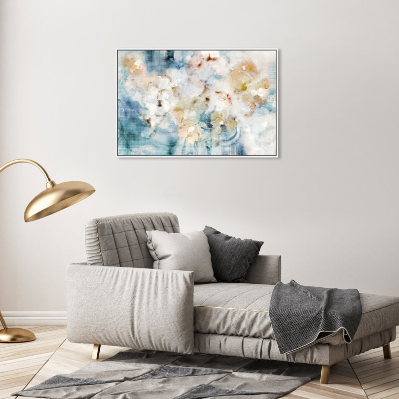 «Flowering Petals Morning», impression sur toile, H 24 po x l 36 po, Cadre blanc