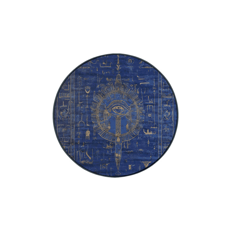 Machine Washable Gray Area Rug, Round 4'