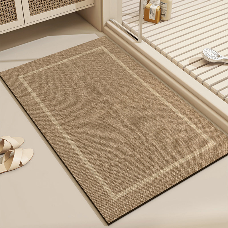 Quick-Dry Bath Mat Non-Slip Absorbent Toilet Rug Washable Tech Fabric Bathroom Floor Mat, 31.5" L x 19.69" W