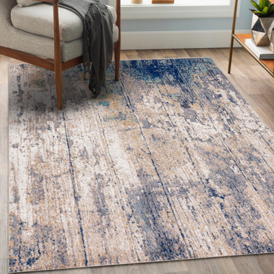 Tapis abstrait bleu / gris Elrosa