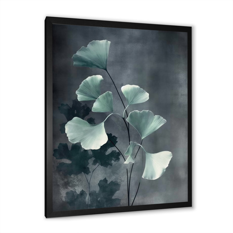 Feuillage vert et fleurs sur toile, Cadre photo noir, H 32 po x l 16 po x P 1 po