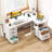 L-shaped Desk With 5-tier Under-desk Drawers,reversible Desk With Large Cabinet, Writing Desk With Power Outlets, Home Office Desk  With Cpu Stand-1019781251