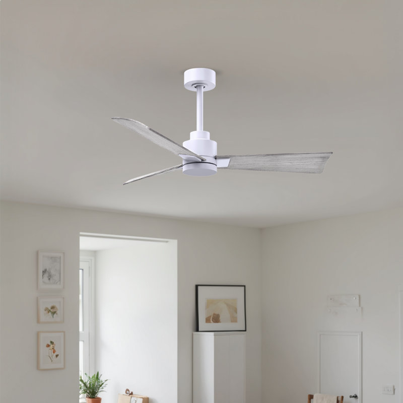 Ventilateur de plafond Alessandra 42, Blanc mat, Ton bois de grange