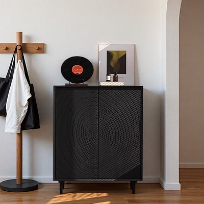 Mid-Century Modern Black Entryway Cabinet