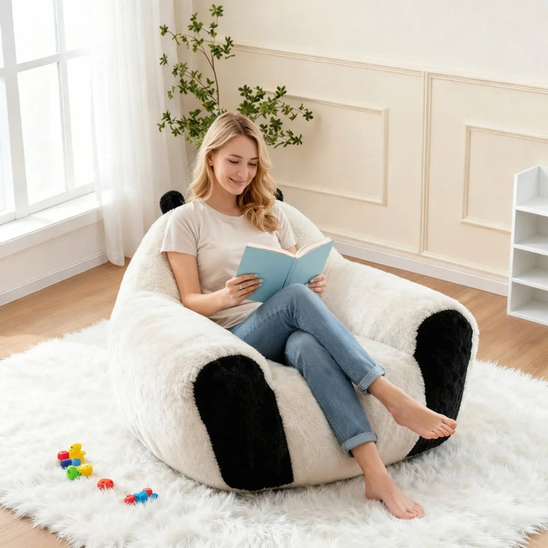 30-inch Panda-shaped Bean Bag Chair, Suitable For Living Rooms And Bedrooms.