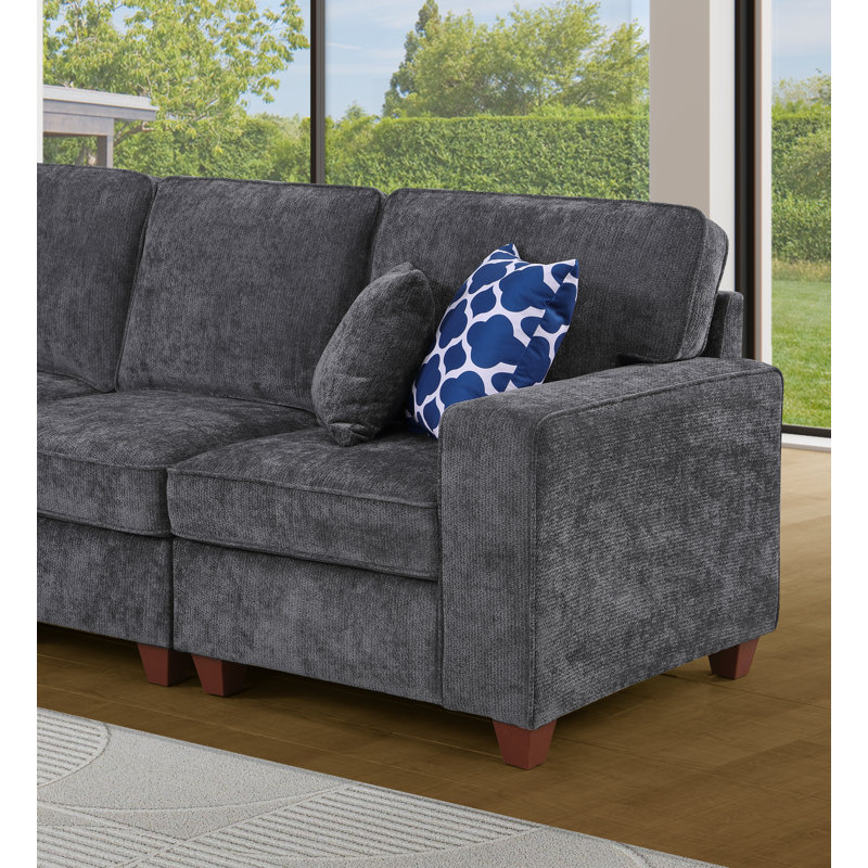 Canapé modulaire en L Forbestown, Grey Chenille