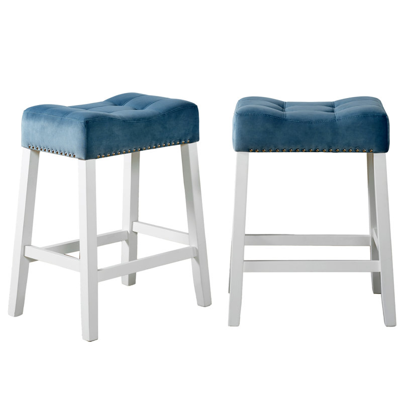 Ensemble de 2 tabourets à hauteur de comptoir en velours Morovo