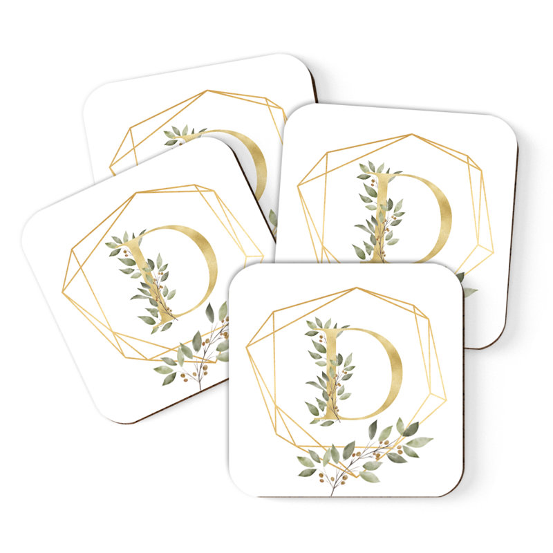 Cork Square 4 Piece Coaster Set, D