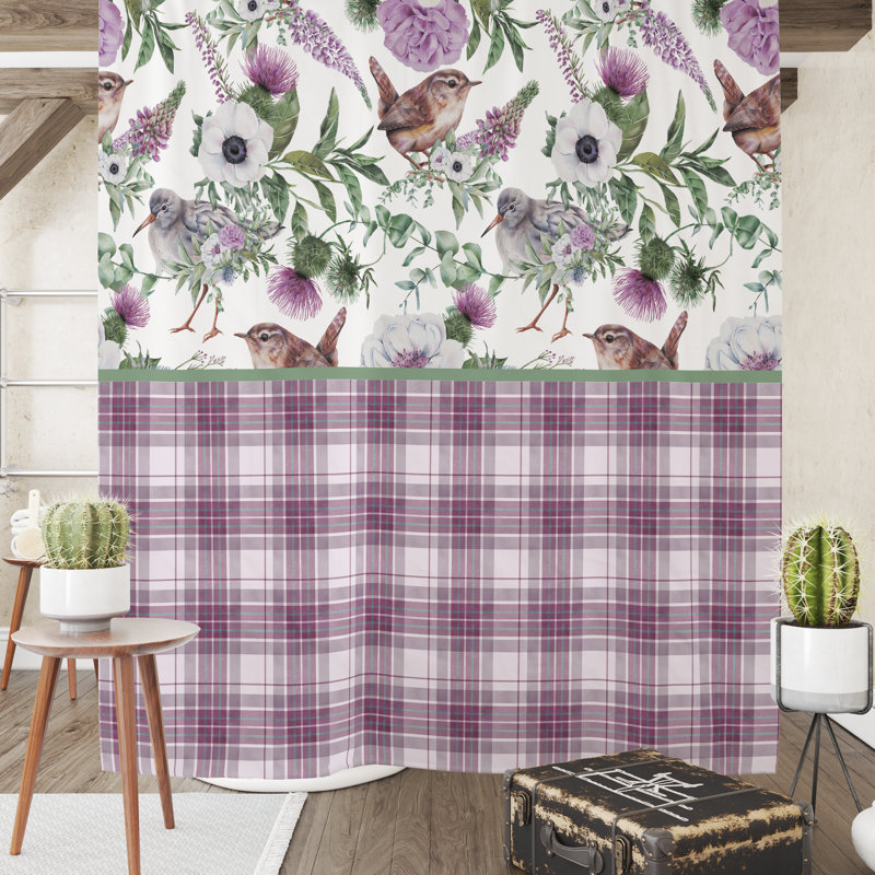 Floral Shower Curtain, 93" H x 70" W