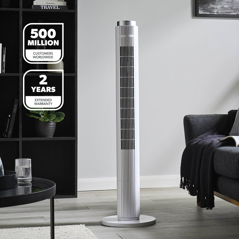GEEPAS 46" Tower Fan with Remote Control 12H Timer 45W, White