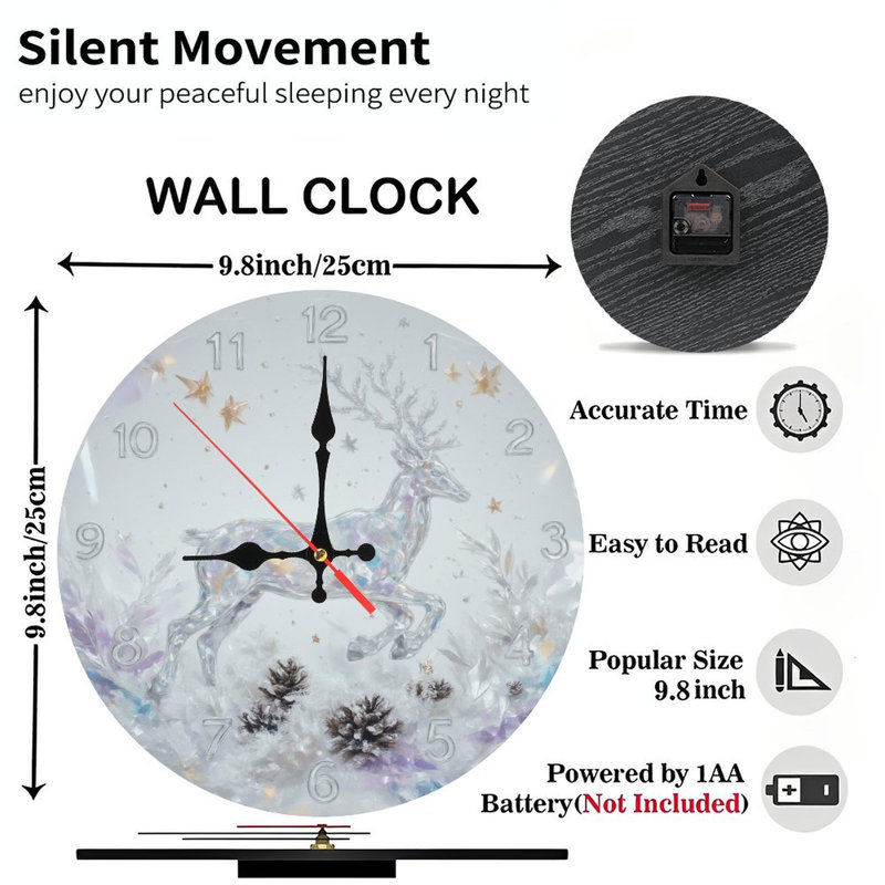 Hiver-Horloge-Renne-Pommes de pin