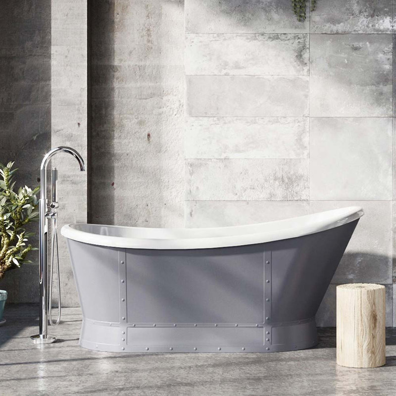 1676mm x 780mm Soaking Acrylic Bathtub, Grey