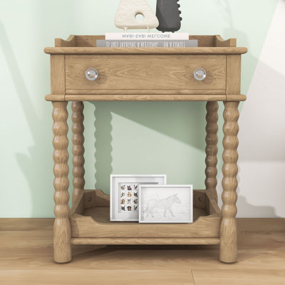 Wooden Nightstand with Two Drawers for Kids, End Table for Bedroom, Space-Saving and Cute Design, and Finish by Red Barrel Studio