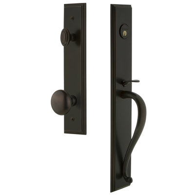 Carré One-Piece Handleset with Single Cylinder Deadbolt and S Grip with Fifth Avenue Knob