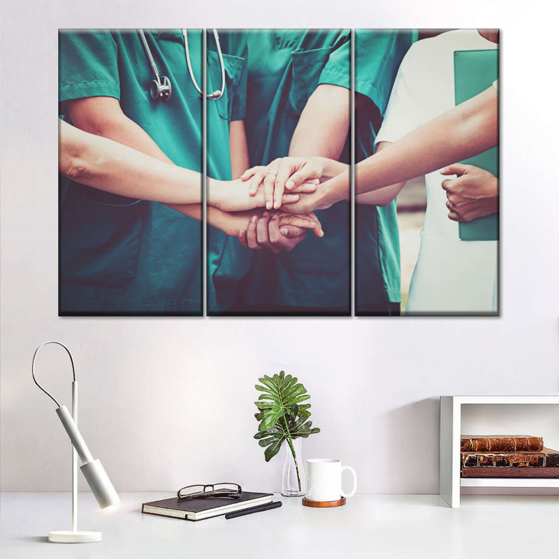 Ensemble de 3 pièces de l'équipe médicale sur toile, H 24 po x l 38 po x P 1,25 po