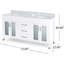Meuble-lavabo spacieux avec comptoir en marbre et deux lavabos en céramique, offrant de multiples options de rangement et une conception autoportante pour une fonctionnalité améliorée