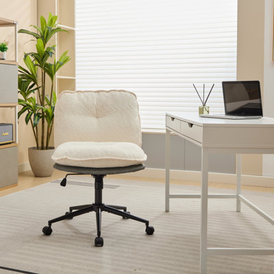 Fauteuil en croix surdimensionné à roulettes surdimensionné avec siège, chaise d'ordinateur au design élégant, fauteuil de bureau pivotant à 360 ° à hauteur réglable pour petit espace, vestiaire, salon