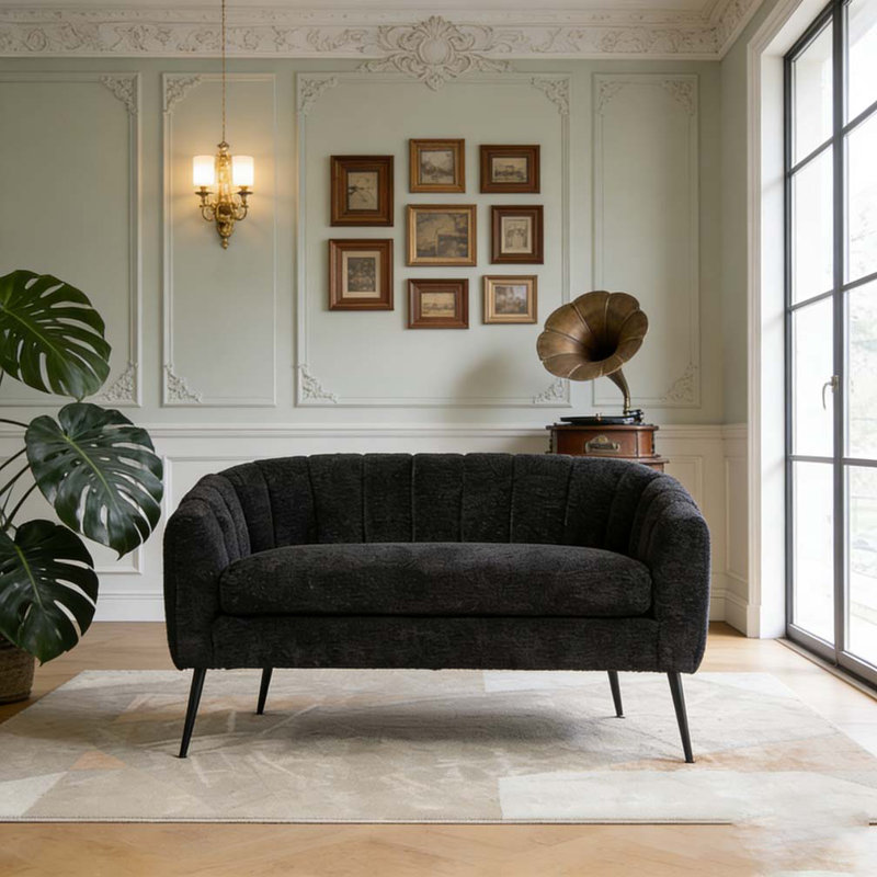 Canapé d'appoint 50,5 po en chenille, Noir