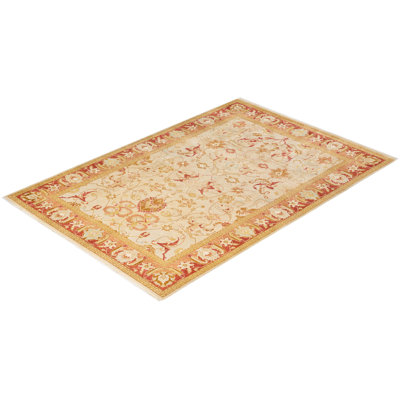 Ritta One-of-a-Kind 6' 2" X 9' 0" 2000s Wool Area Rug in Ivory